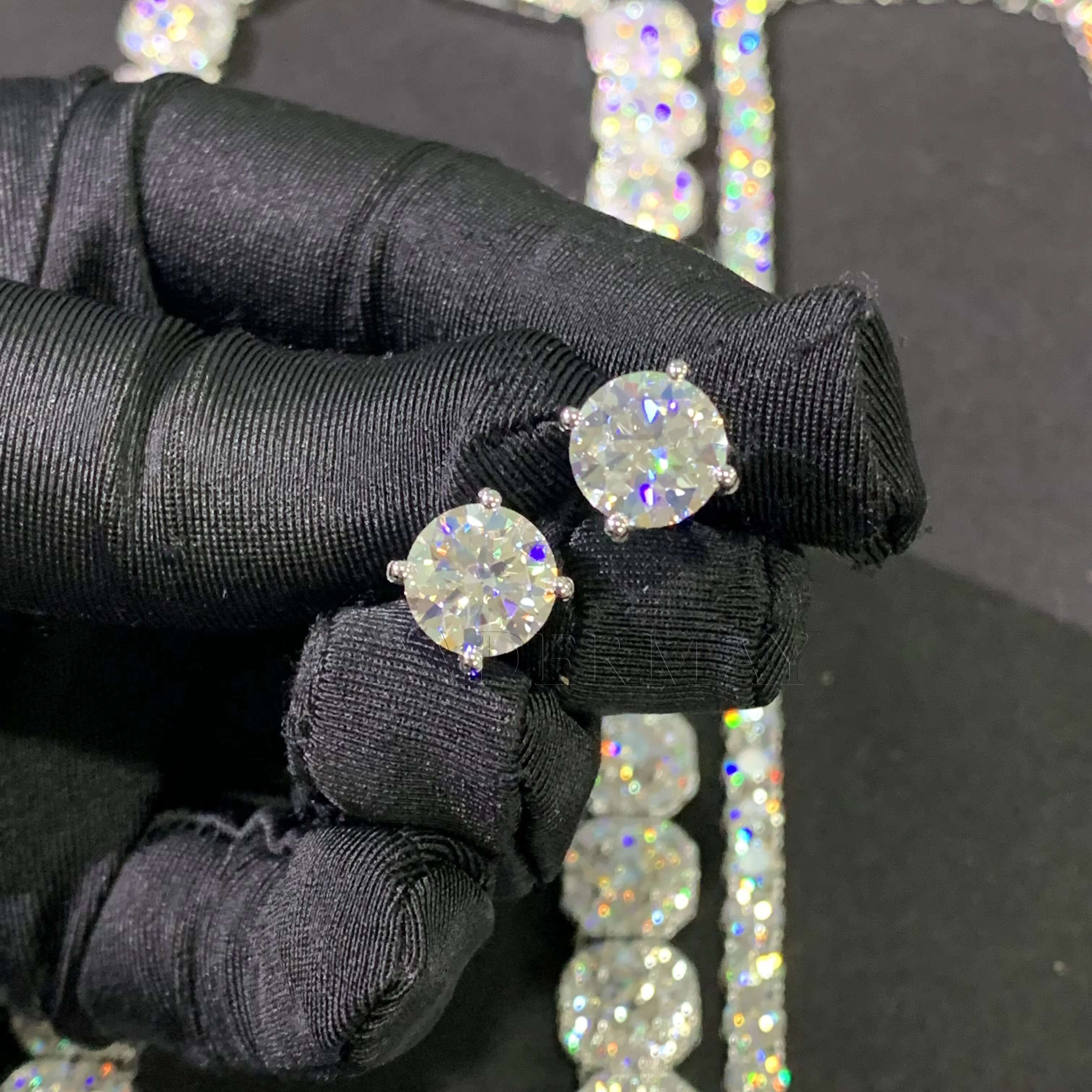 Cadermay 9mm 3ct Moissanite Diamond Earrings 4 Prons Screw Push Back Synthesis Moissanite Solitaire Stud With GRA Certificate