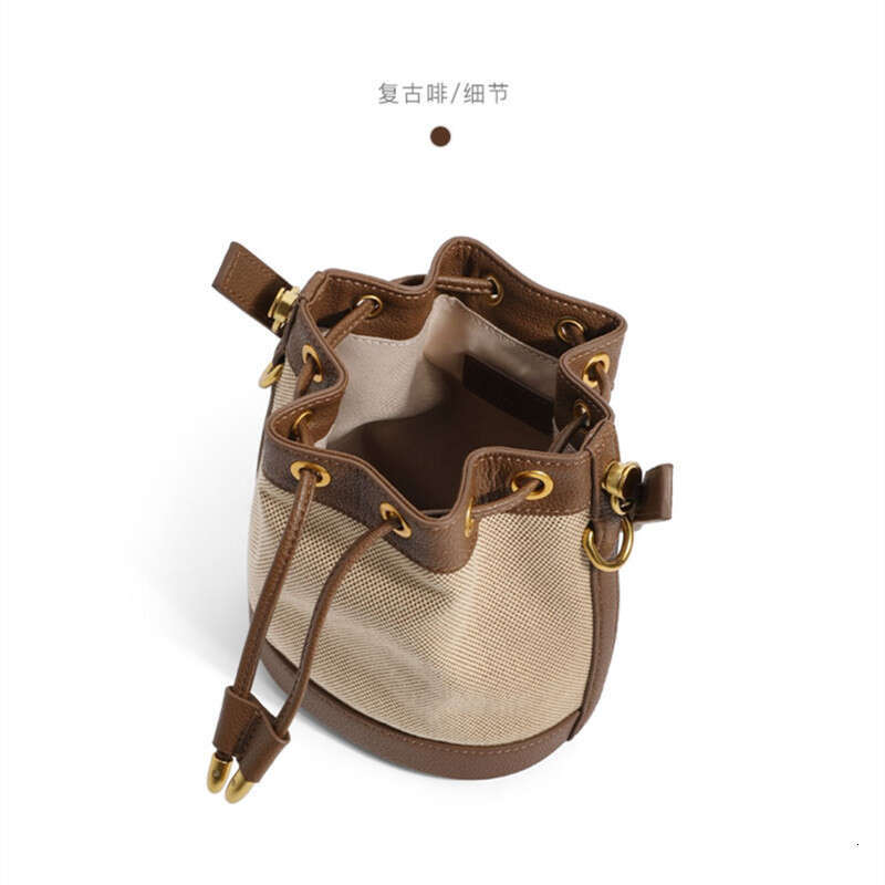 Small Niche Design Bucket Ladies New Trendy And High End Work Bag Hand Held Crossbody Canvas Bag