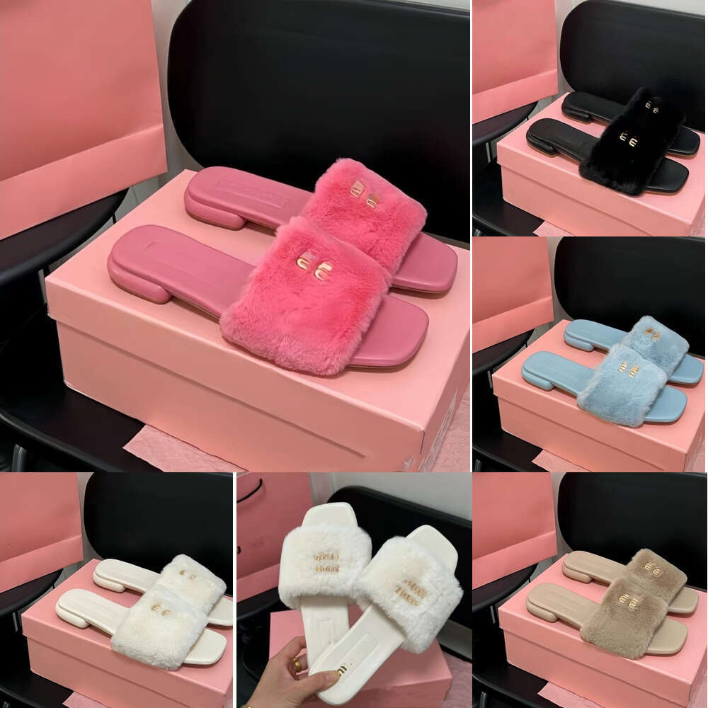 Woman shoe Winter Luxury fur slide Designer Slippers Ladies Wool Slides Fur Fluffy Furry slide Warm letters Sandals Comfortable Fuzzy Girl Flip Flops Slipper sandal