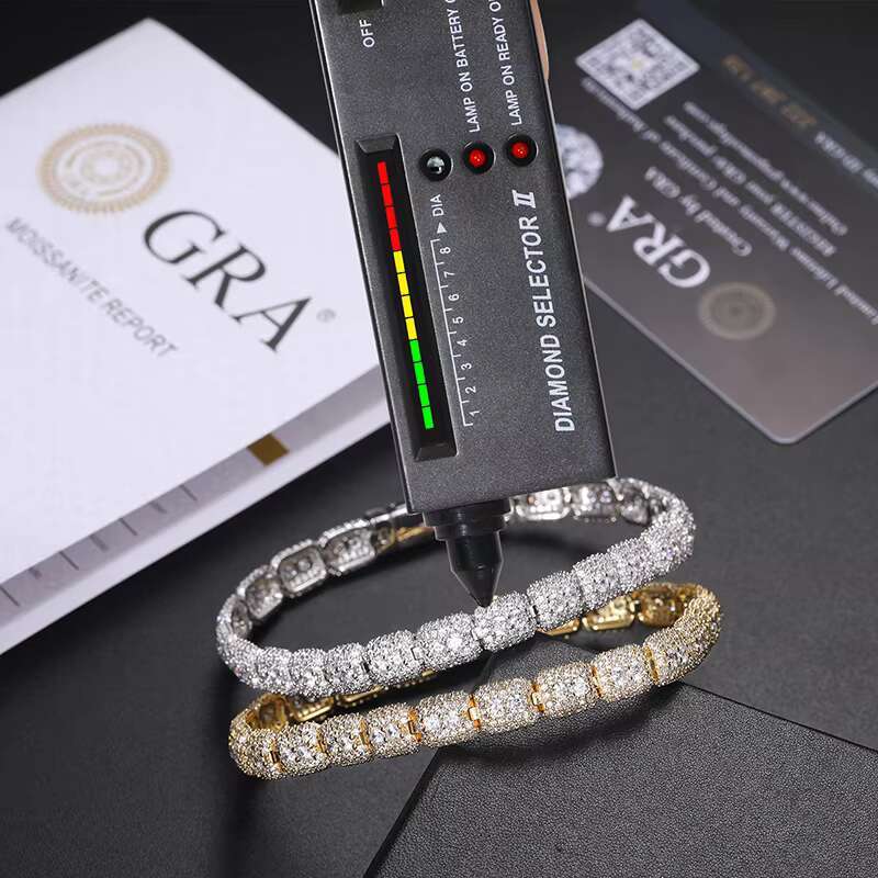 Bling Design Jewelry Pass Diamond Tester 925 Pure Silver Tennis Bracelet 7mm Vvs Moissanite Diamond Men Bracelet