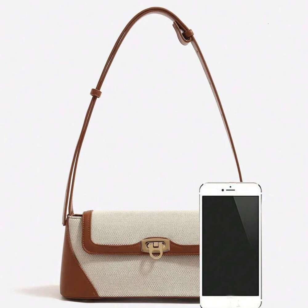 French Niche 2024 New Contrasting Color Casual Commuting Versatile Underarm Retro One Shoulder Crossbody Bag