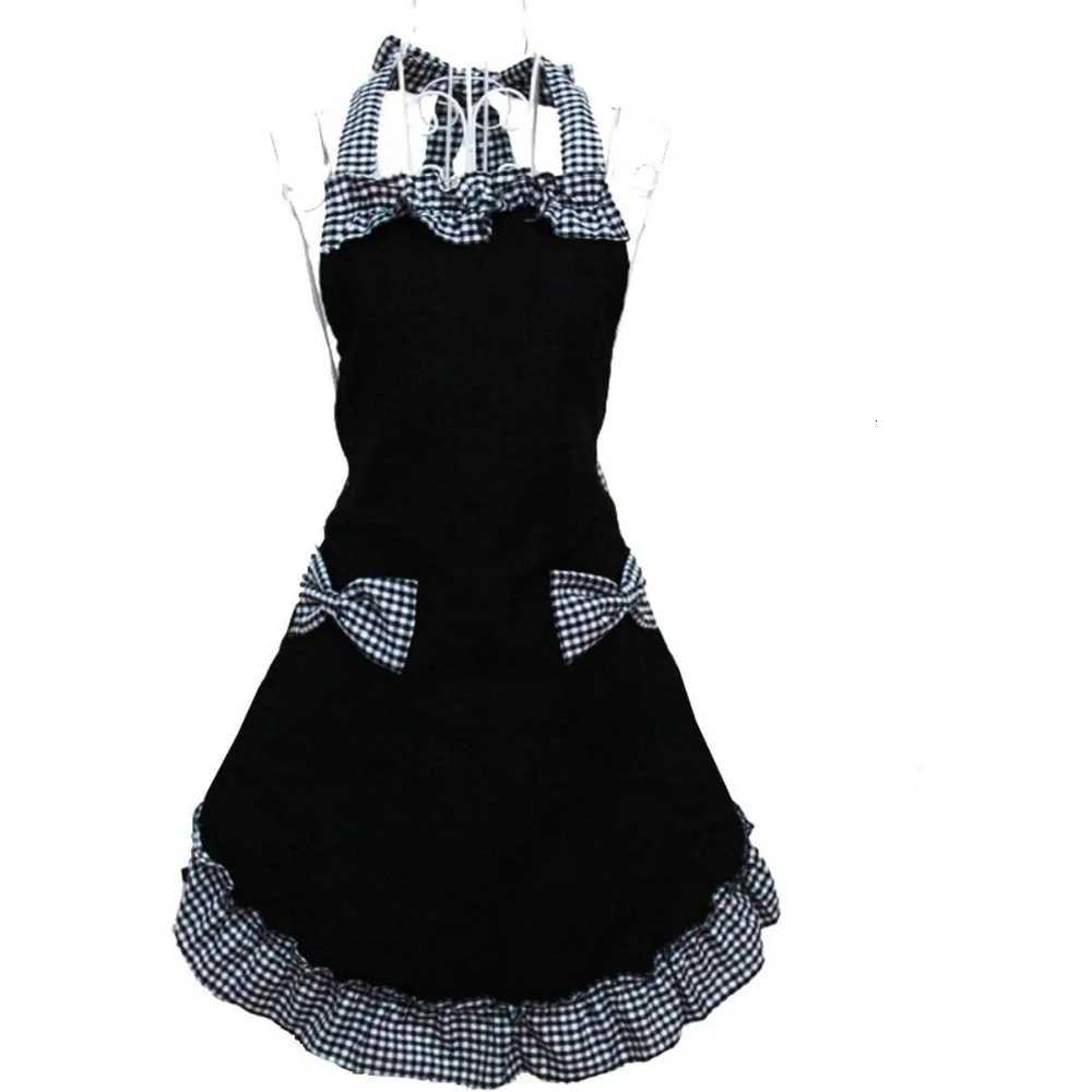 Cute Retro Lovely Vintage Ladies Kitchen Flirty Vintage Aprons for Women Girls with Pockets for Mothers Day Gift Black C251124