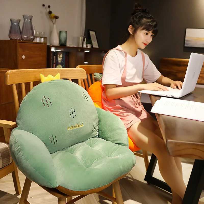 Integrated Waist Cushion Office Seat Sedentary Seat Cushion Student Dormitory Chair Plush Backrest Butt Cushion G251124
