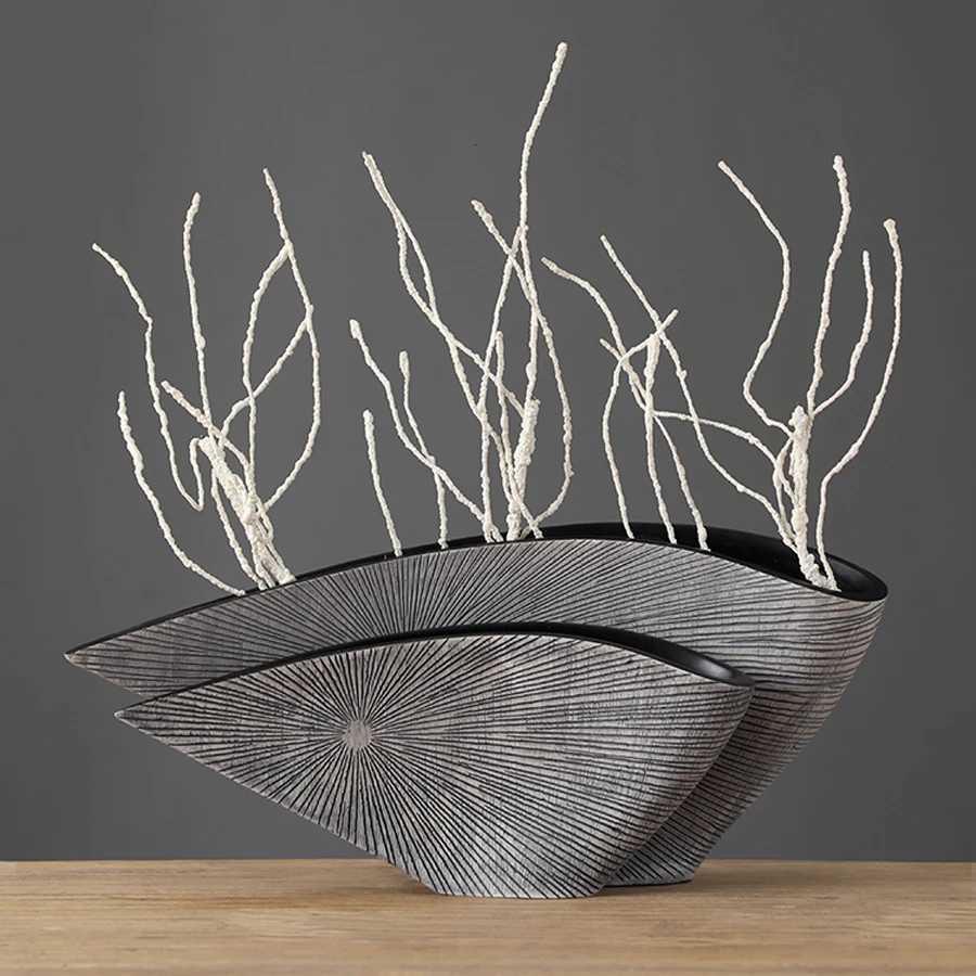 Modern Art Ornaments Luxury Living Room Resin Vase Model Creative Dried Flower Vase Simulated Floral Tabletop Home Decoration C251124