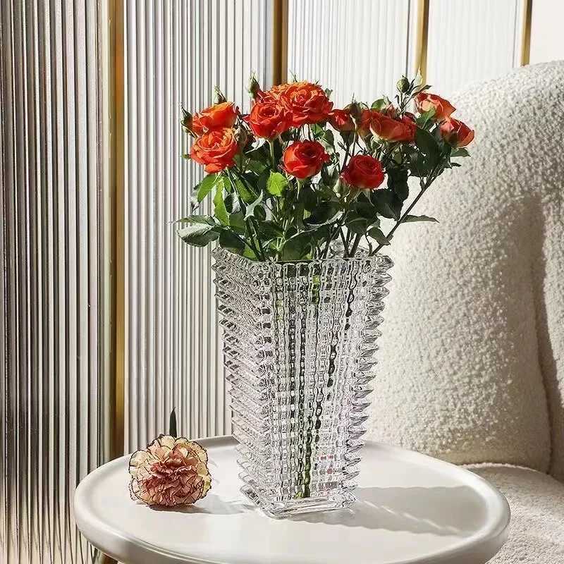 Light and Luxurious Crystal Glass Vases Transparent Decorative Decorations Flower Arrangement Water Culture and Flowers C251124