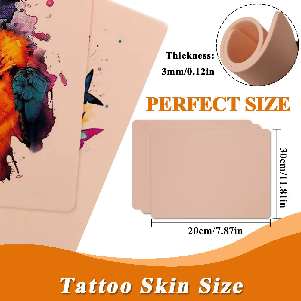 8/5/3/2/1pcs m Tattoo Practice Skin Big Blank Silicone Fake Skin Double Sides Tattoo Beginner Practice Skin Tattoo Accessories 250422