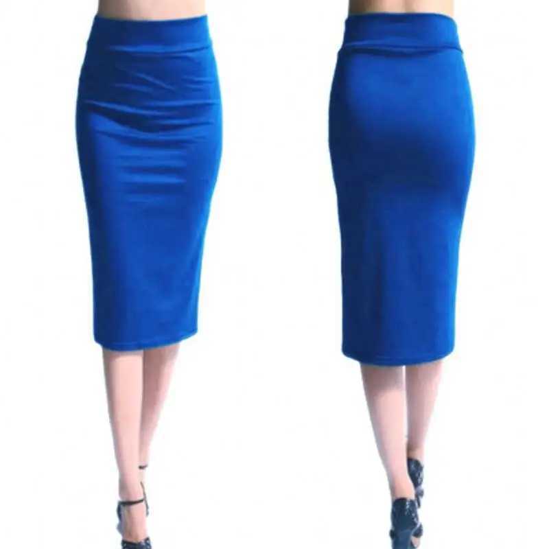 Hot selling womens pencil skirt new womens office stretch Bodycon Midi Skirt womens high waist mid calf Skirts Puls size XL M250424