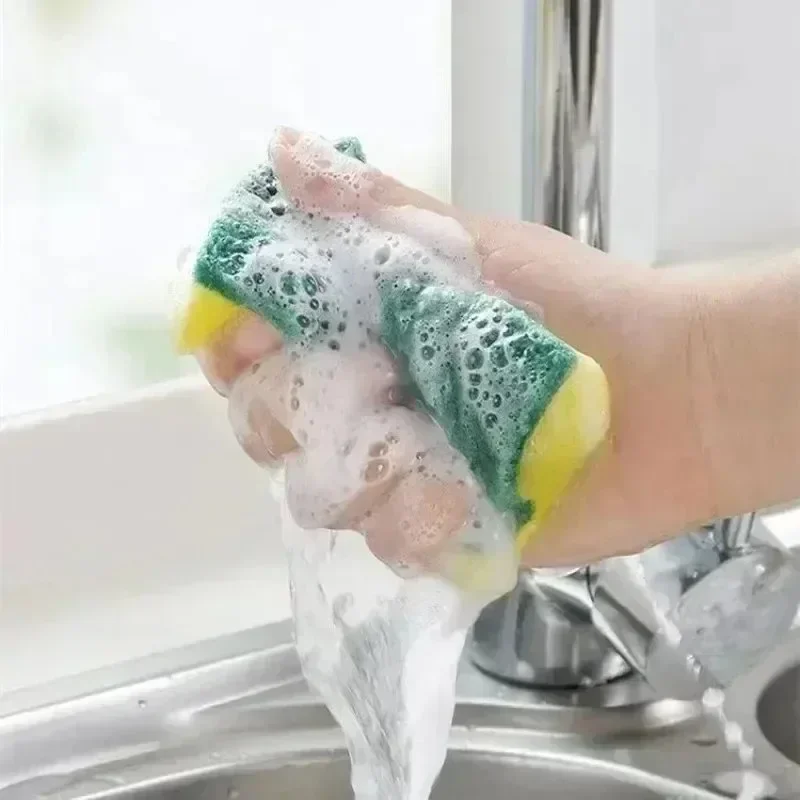 50PCS/set Kitchen Dishwashing Sponge Soft Absorbent Clean Rub Pot Rust Scouring Pad Removing Kits Household Cleaning Brush Sponge