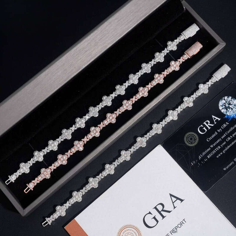 Premium Jewelry GRA Certificate Iced Out 10mm Sterling Sier Hip Hop Cross Moissanite Bracelet aaa