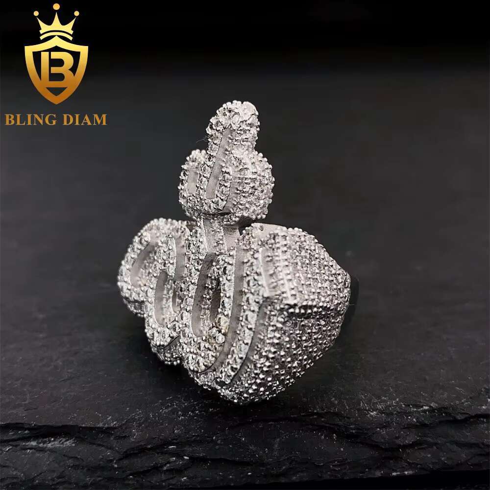 Wholesale Fashion Personality Design 925 Sterling Silver Diamond Iced Out Ring of Fire for Men Women