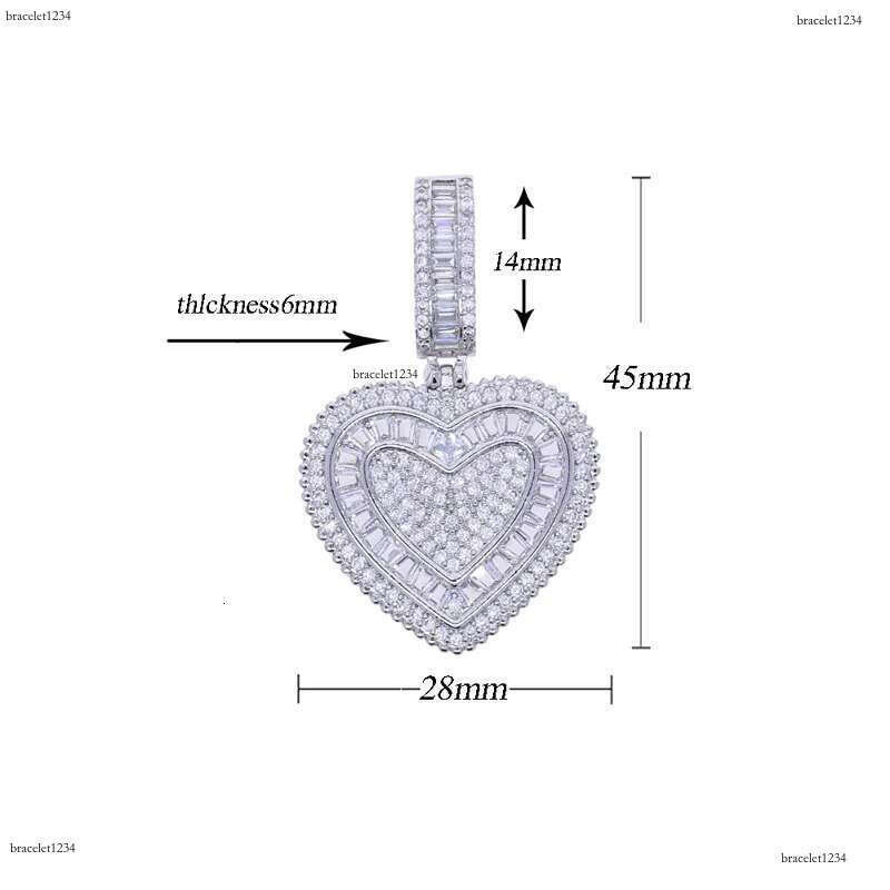 2025 New Fashion Lover Bg 5A Cz Heart Pendant Necklace Iced Out Cubic Zirconia Charm Hip Hop Jewelry for Girls Women Gift