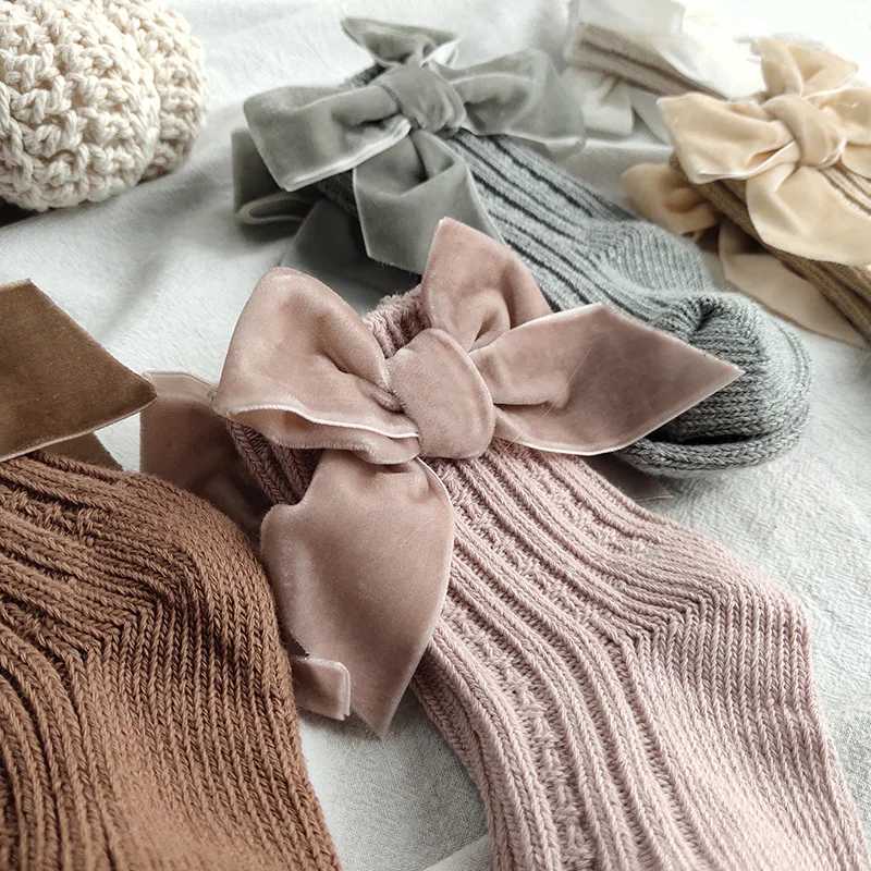 Winter Baby Christmas Red Socks Thick Knitted Girls Ankle Socks Big Bows Warm Cotton Children Infant Toddlers Socks For 0-5Years G251124