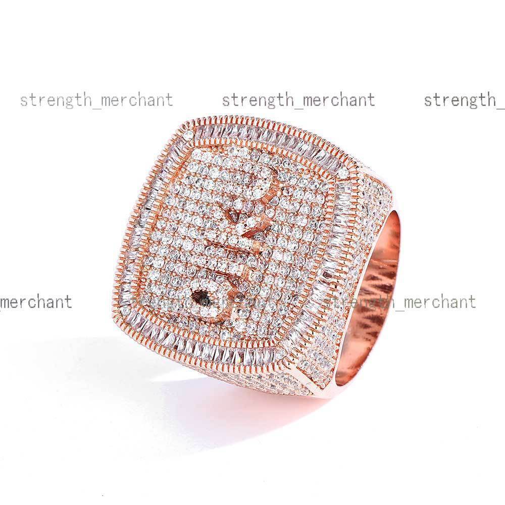 Customized DIY Letter Hip Hop Ring Fashion Brand Personalized Copper Set Zircon Ring for Mens Ring