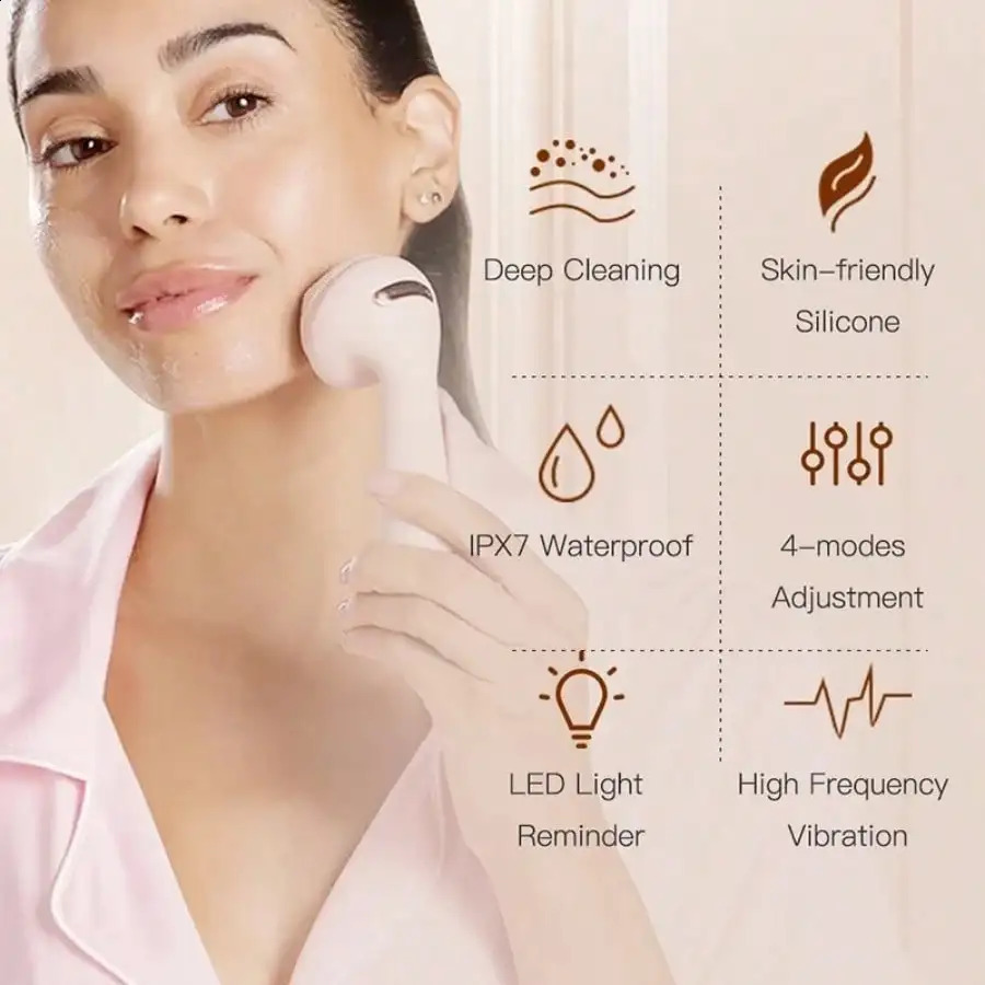 Electric Silicone Brush Facial Brush Skin Massager Wireless Charging Cleansing Waterproof Vibration Beauty Instrument Care 250418