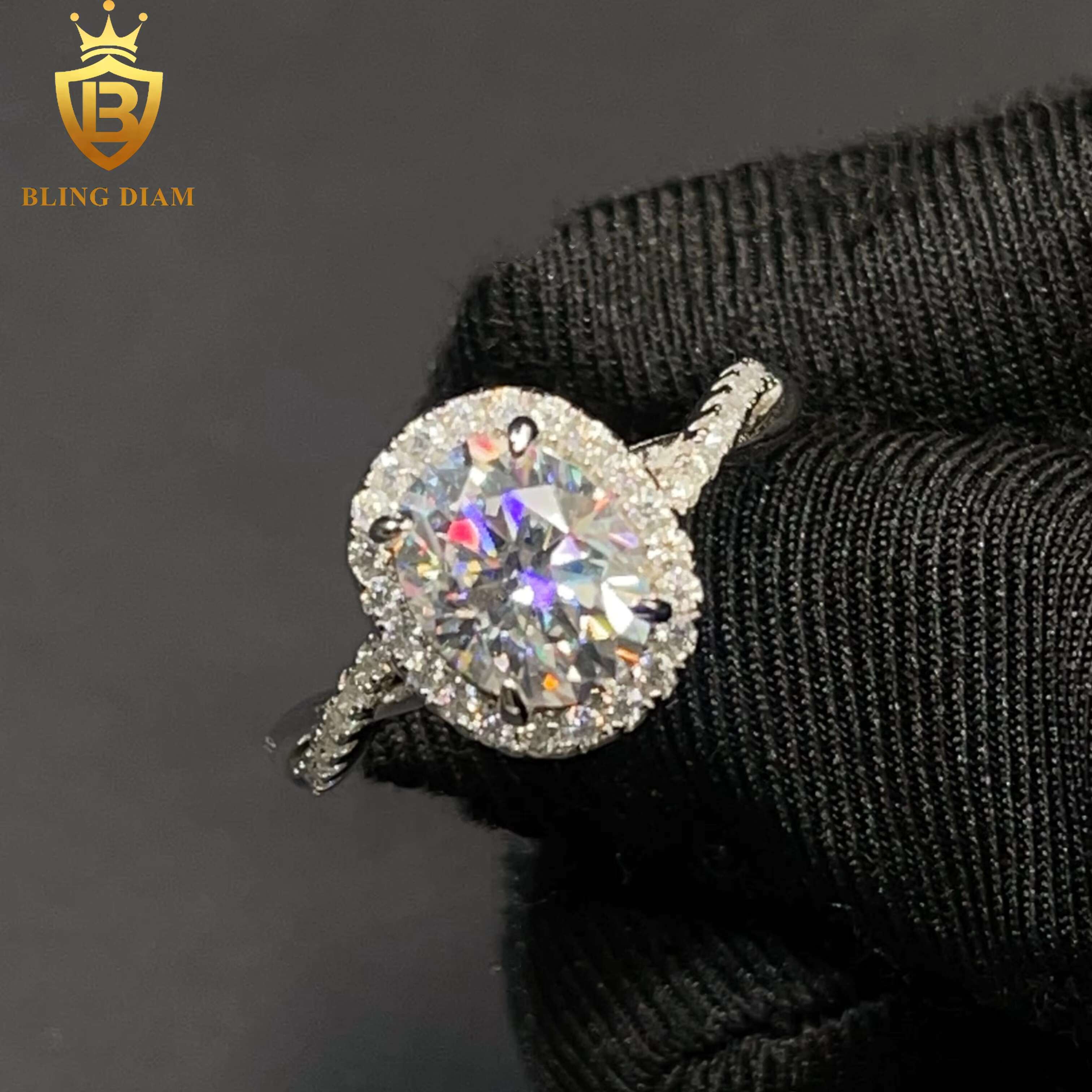 Luxury Women Jewelry Engagement Ring 925 Silver VVS Moissanite Big Diamond Oval Cut Wedding Rings Gift