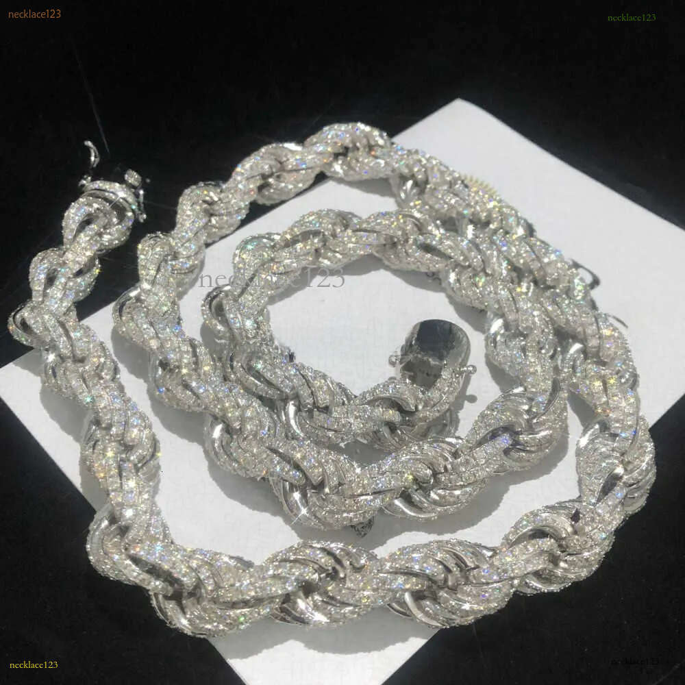 Twisted Moissanite S 10k 14k Solid Gold Hip Hop Men Jewelry Cuban Necklace Iced Out Vvs Dia Rope Chain Free delivery