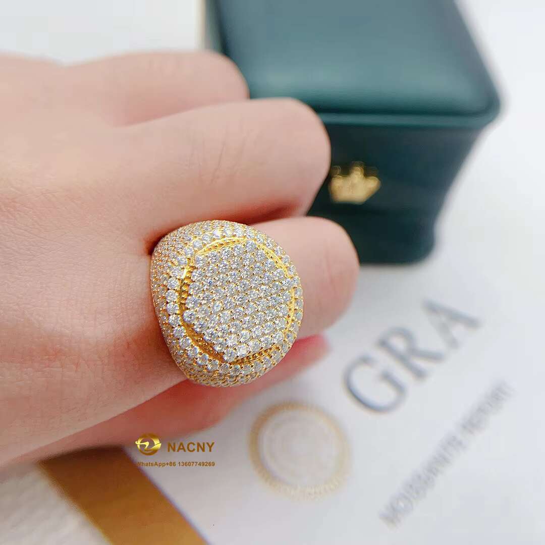 New Design Iced Out Hiphop Jewelry VVSMoissanite Diamond 925silver Ring for Men Women