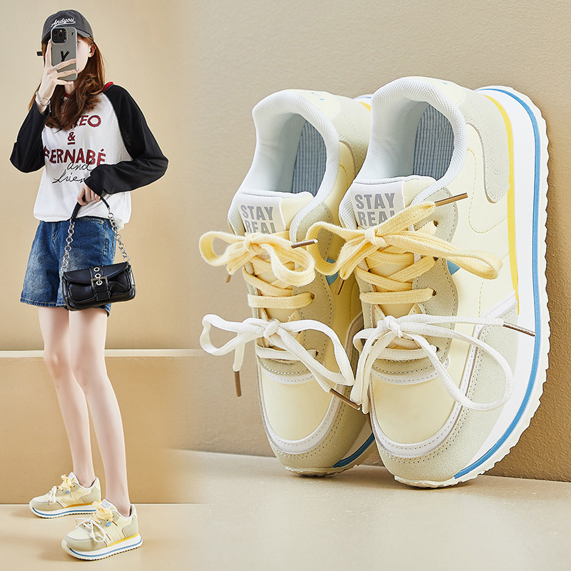 free shipping shoes outdoor running shoes womens trainers vitality sky blue light green butter yellow designer sneakers suede leather platform womens 