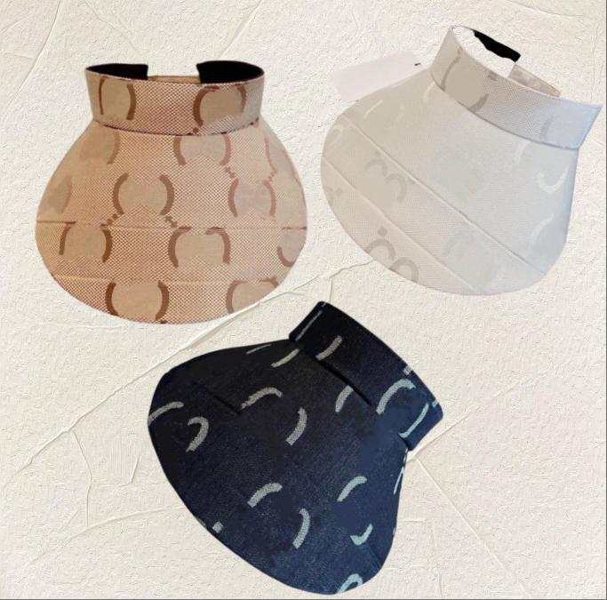 2025 Summer Women's Designer Visors Adjustable Foldable Letter Hats Sun Protection Shading For Travel Beach Gift