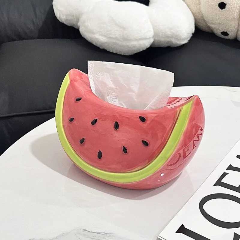 Cute And Creative Watermelon Tissue Box Light Luxury And High Aesthetic Decoration Paper Box OrnamentM251124