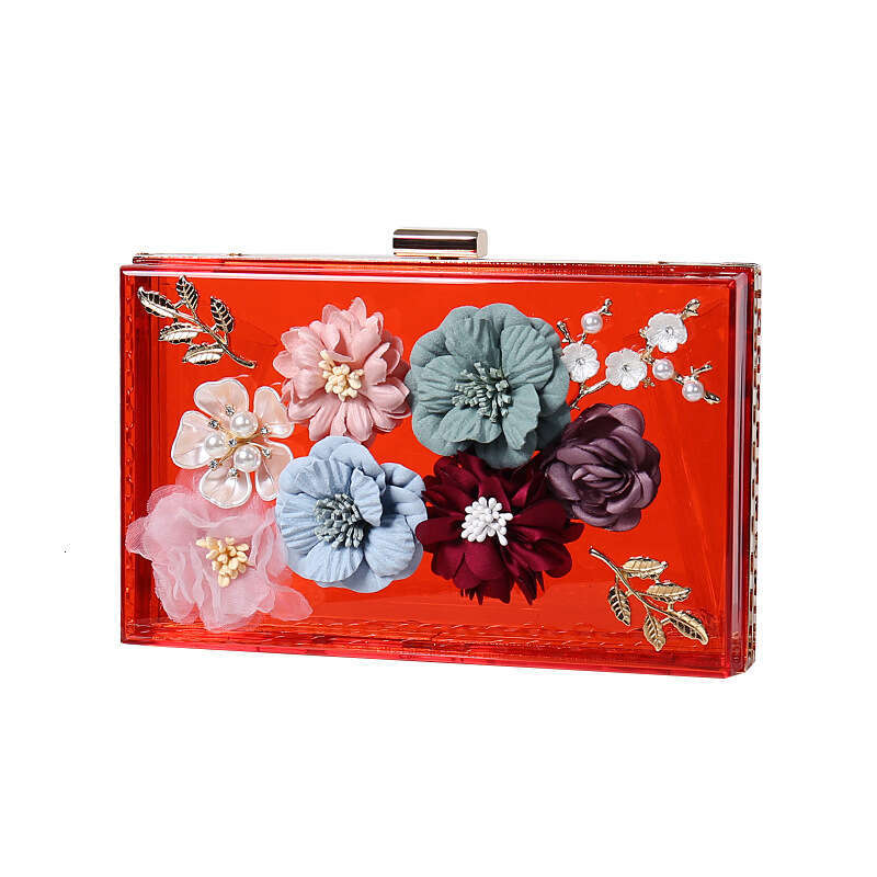 Dinner Bag Diagonal New Flower Banquet Women S Fashion Evening Wear Chain D Small Square Handheld Acrylic Bag KQ