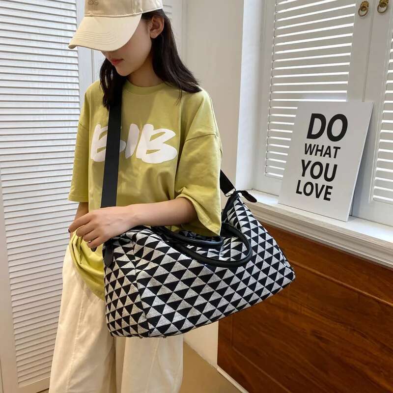 Designer Bag New Oxford Plaid Men's And Women's Hand-Held Crossbody Travel Fiess Bag