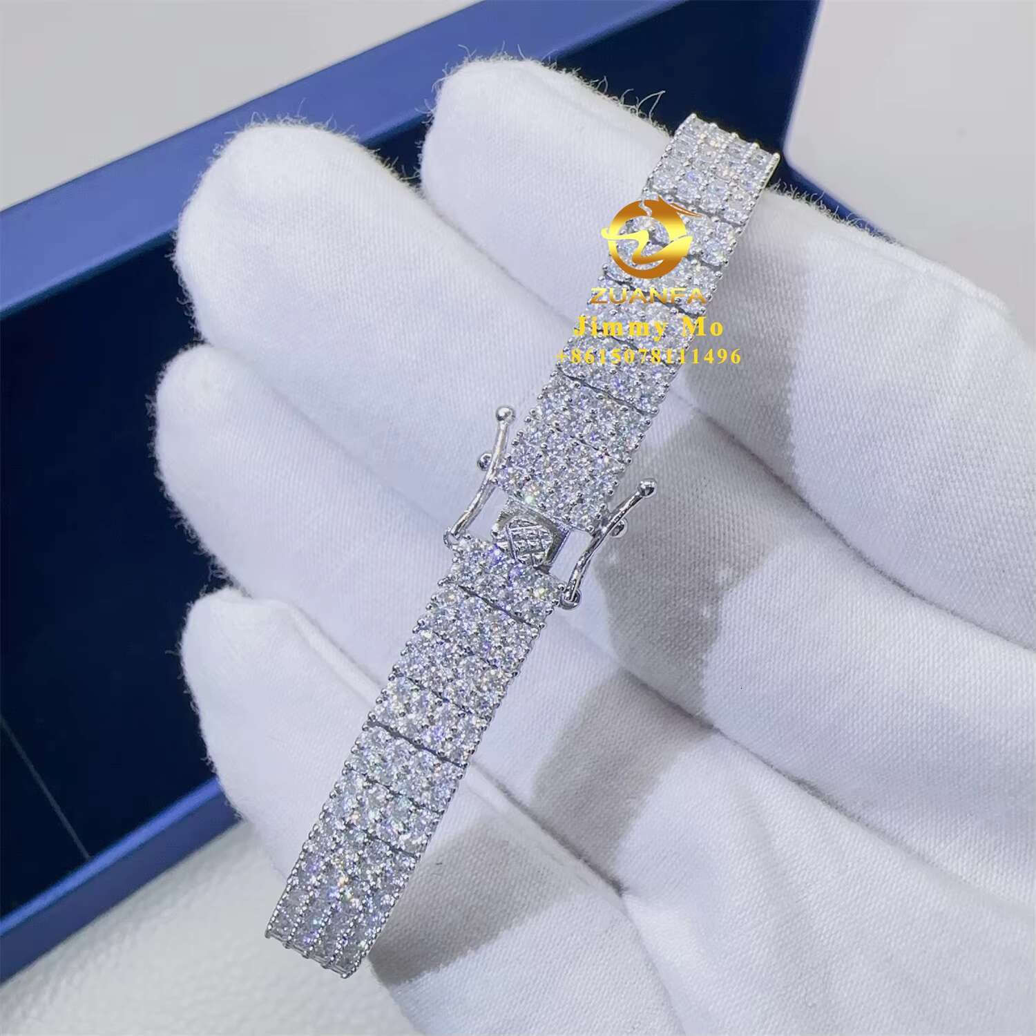 GRA Certificates Luxury 925 Sterling Silver Iced Out Hip Hop Fire Jewelry VVS Moissanite Cluster Tennis Bracelet
