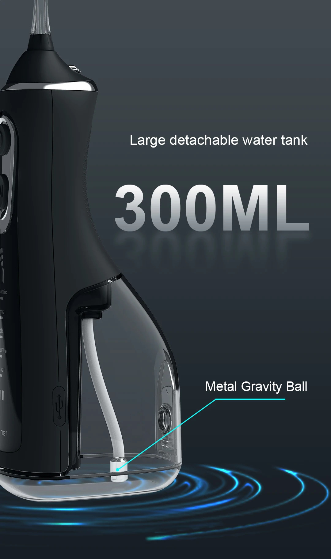 Oral irrigator 40140PSI dental scale 5speed sink rechargeable water jet 300ML IPX6 waterproof tooth cleaner 250418