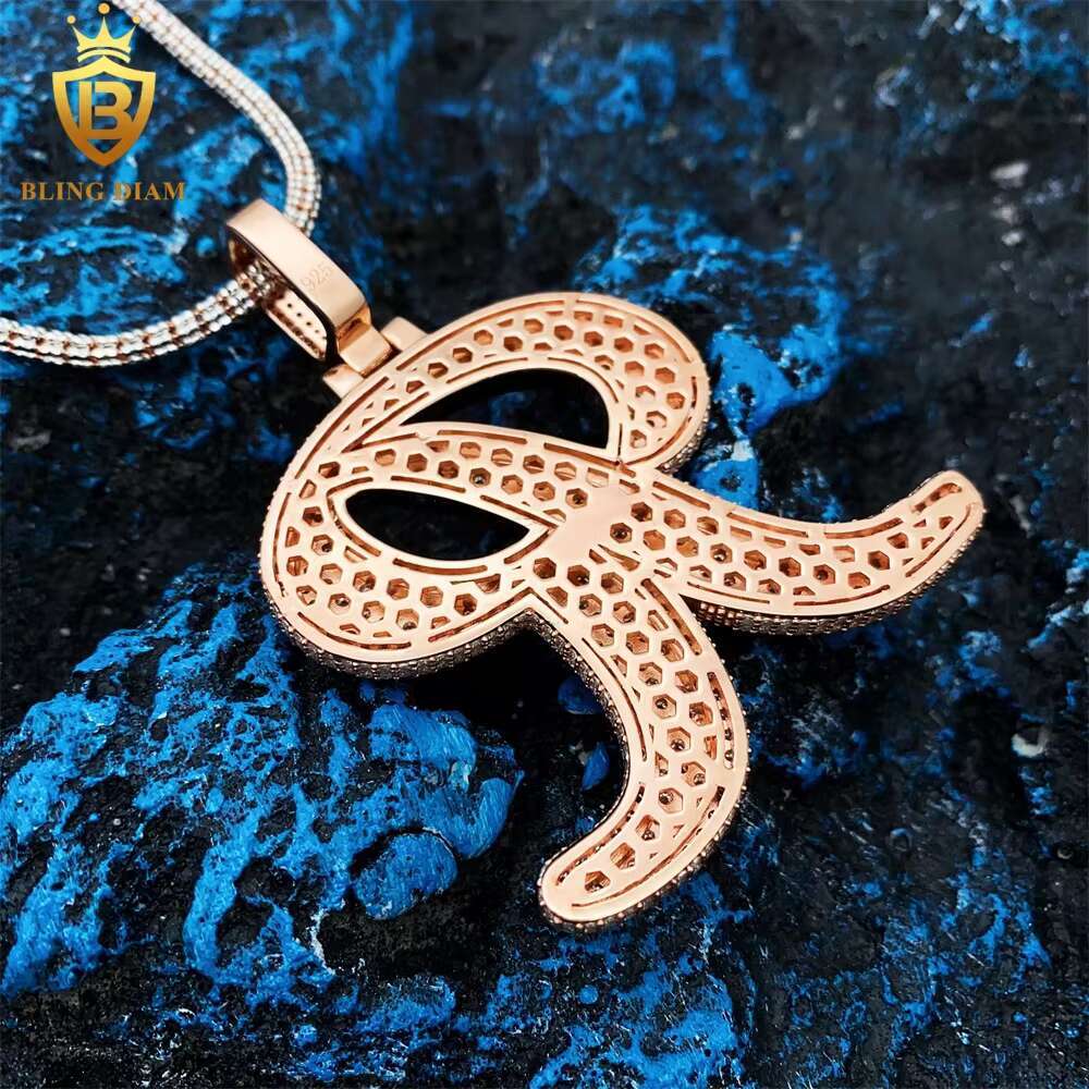GRA Certificate Charm Necklace Diamond VVS Moissanite Custom Initial Letter R Pendant 925 Sterling Silver