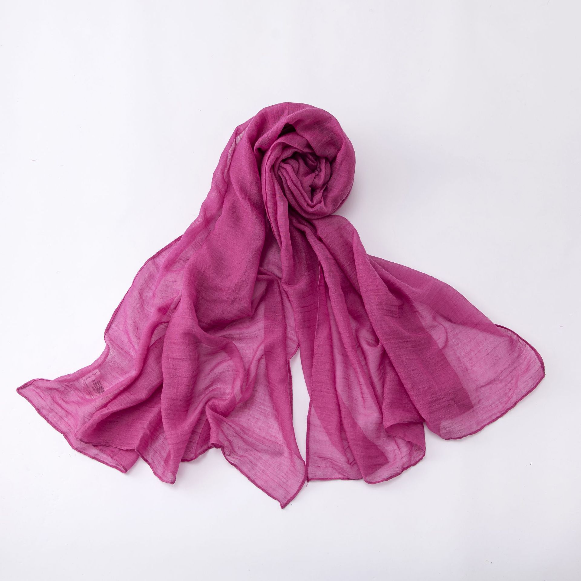 K498 New fashion breathable micro-stretch scarf natural wrinkle soft long scarf solid color scarf