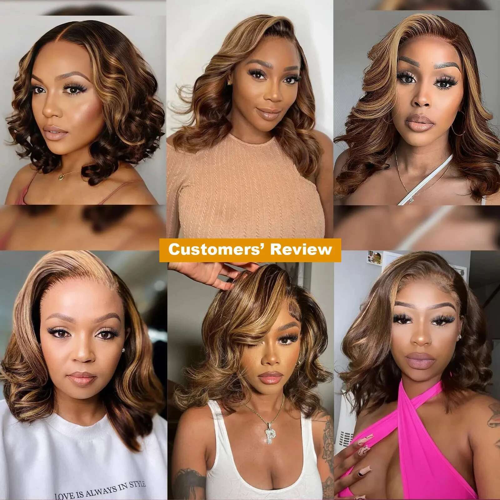 Highlight Body Wave Bob Front Human Hair Wigs For Women Honey Blonde X Transparent Lace Frontal Wig Tote Bag Tote Bag
