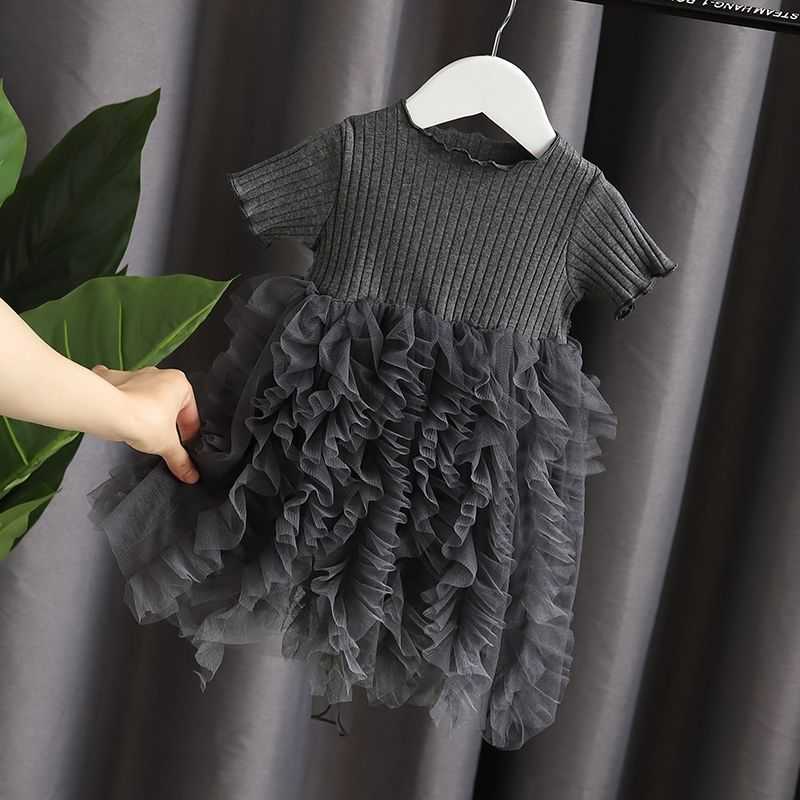 2025 Summer Dress New Childrens Clothing for Girls and Babies Princess Gauze Dress Stylish Fluffy Patchwork Cake Skirt Summer Dress Y250423vthj