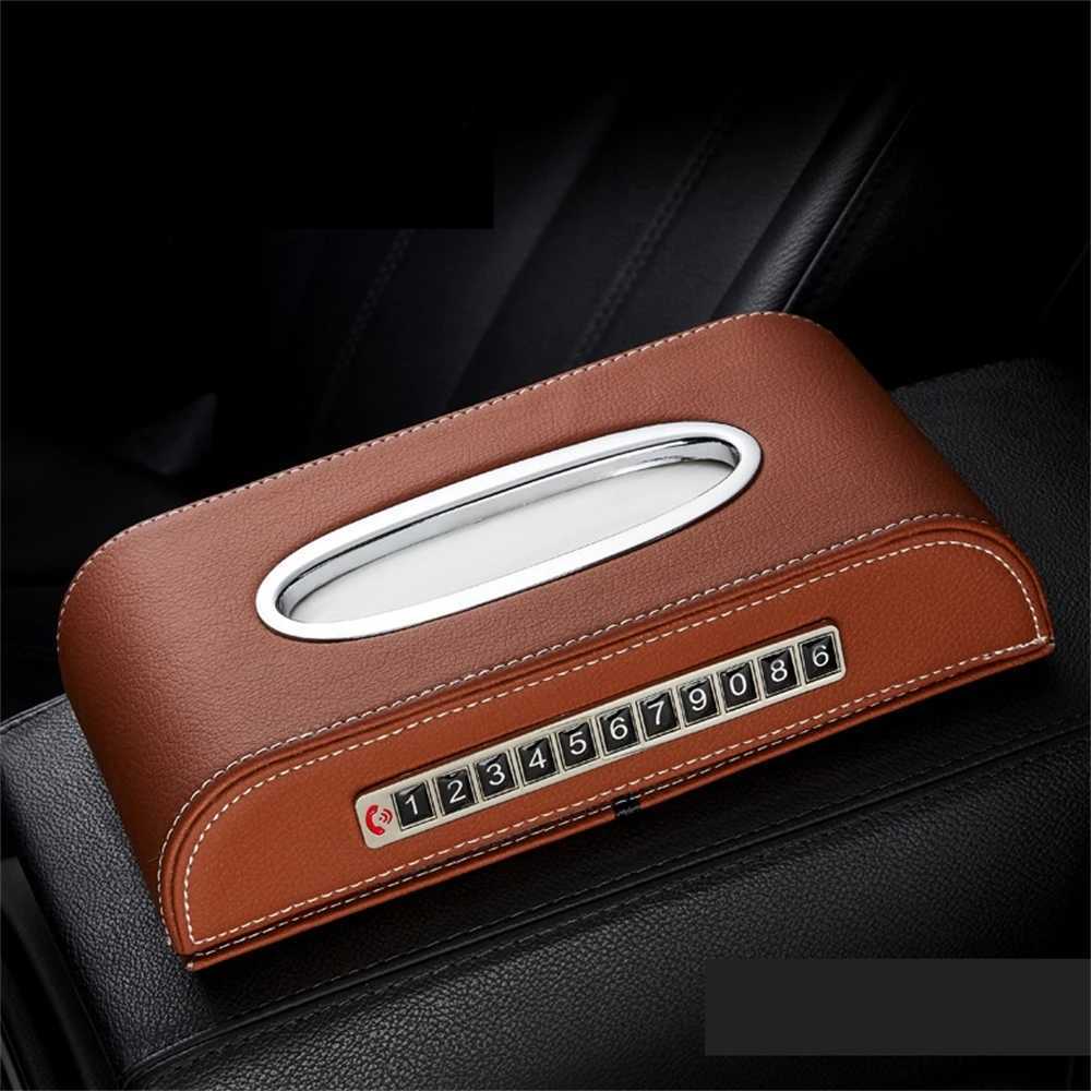 Universal Car Tissue Box Creative Leather Napkin Holder Box Back Seat Tissue Organizer Fit For Honda Toyota Nissan MitsubishiM251124