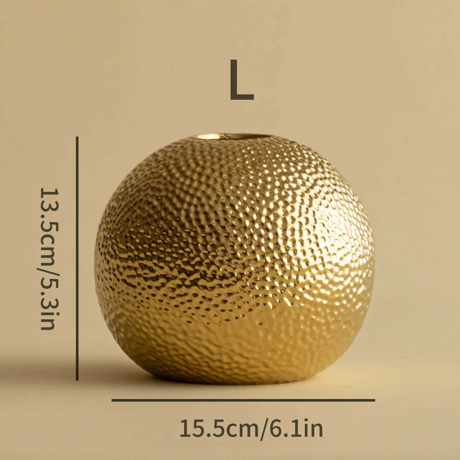 Luxury Hammer Ball Ceramic Vase Dried Flower Arrangement Accessories Gold and Silver Vase Living Room Decoration Vases C251124