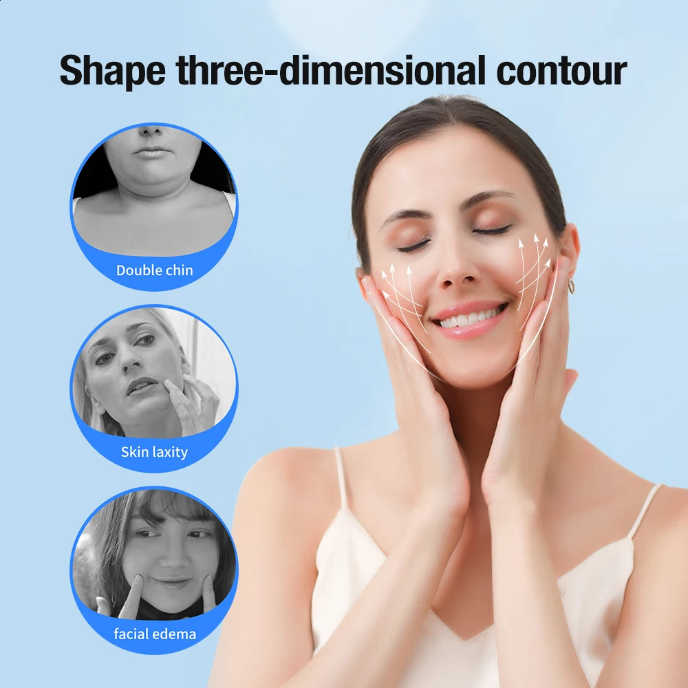 EMS Microcurrent Facial Massager Double Chin Reducer Vibration Heating Skin V Line Face Slimming Lifter Belt 250418