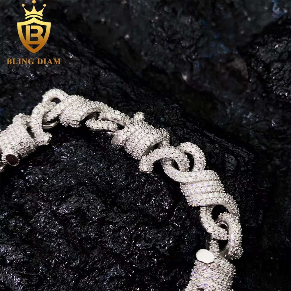 Fashion Style Luxury Design Jewelry 925 Sterling Silver Gold Plated VVS Moissanite Cuban Link Chain Bracelets