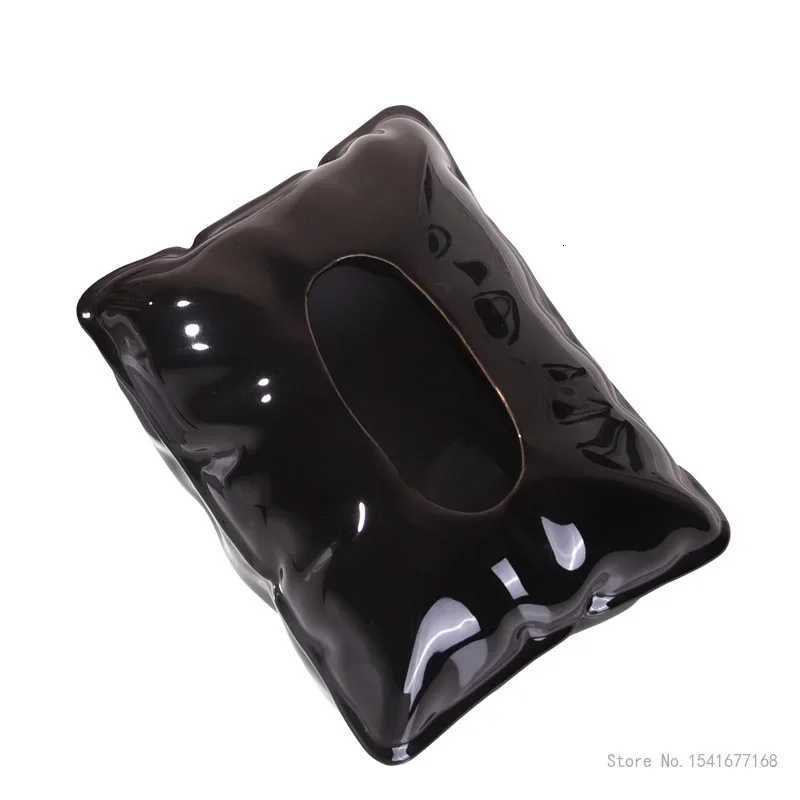 Cream Style Ceramic Tissue Box Creative Light Luxury Napkin Box Black Silver Beige Home Living Room Bedroom Hotel Decor 1PcM251124