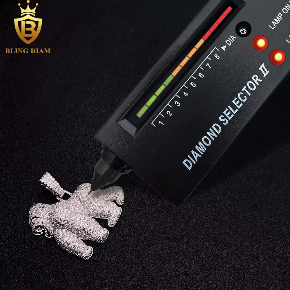 Iced Out Hip Hop Jewelry 925 Sterling Silver VVS Moissanite Diamond Gorilla Pendant Necklace