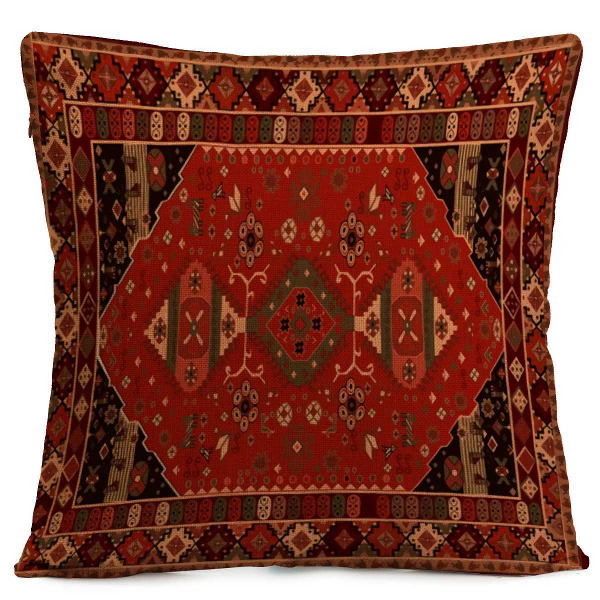Retro Persian geometric patterns throw pillow cover with short plush print for living room sofa decoration cushion cover G251124