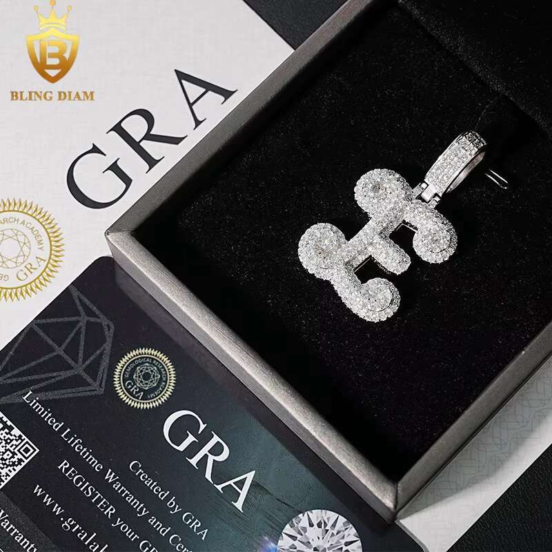 Factory Low Price Hip Hop Jewelry 925 Silver VVS Moissanite E Letter Iced Out Diamond Custom Pendant