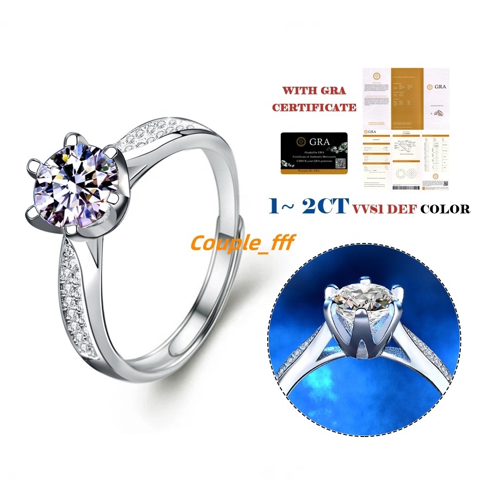 In Stock 925 Sterling Silver Jewelry 1Ct VVS Moissanite Wedding Ring Solitaire Engagement Ring Mini Gifts for Women