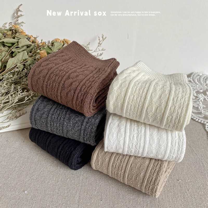 1 Pairs Retro Solid Color Linen Kids Socks Autumn Boys Girls Baby Knee High Long Socks Soft Cotton Warmth Children School Socks G251124