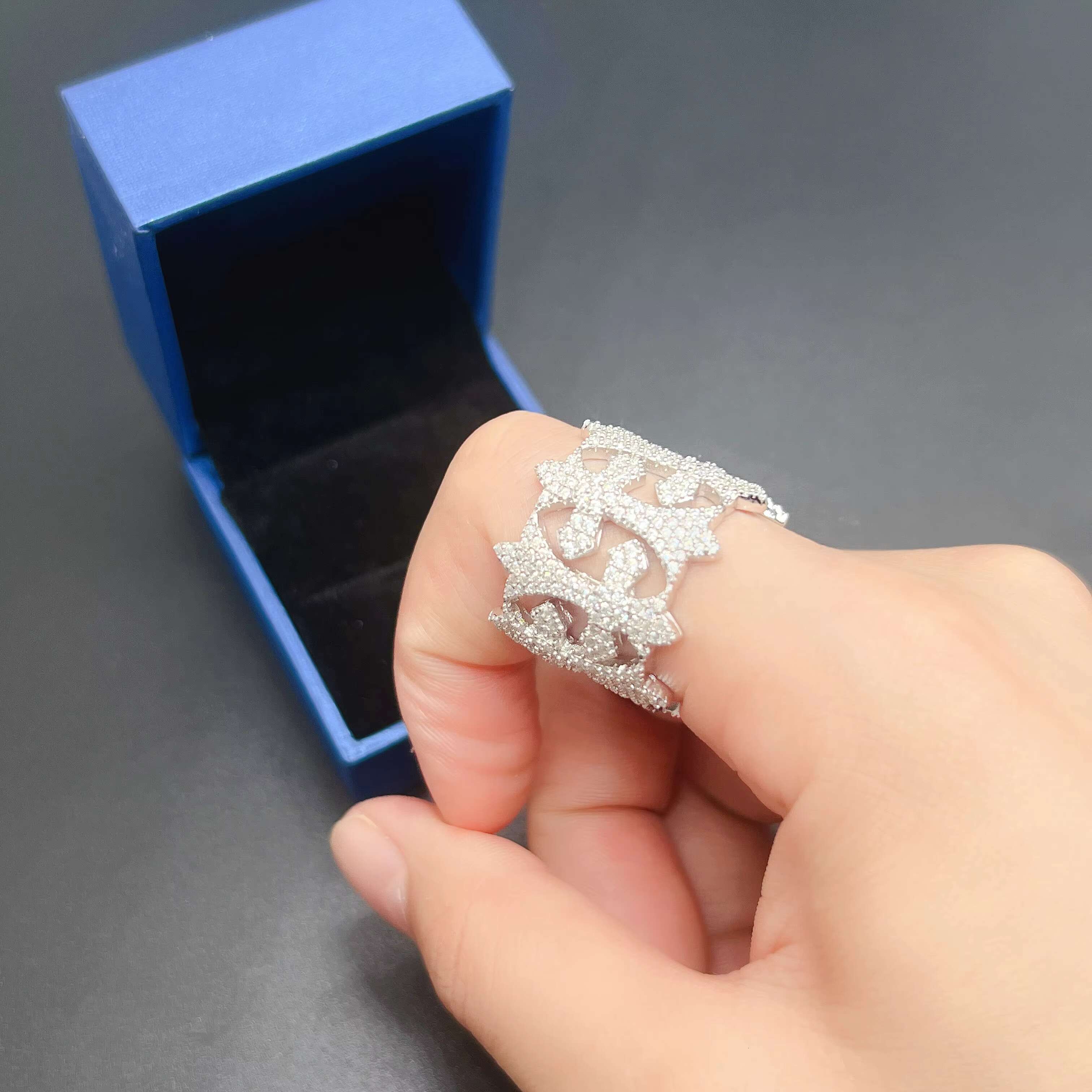 Wholesale Price New Design Fashion Fine Jewelry Ring Sterling Silver VVS Moissanite S925 Hip Hop Rings