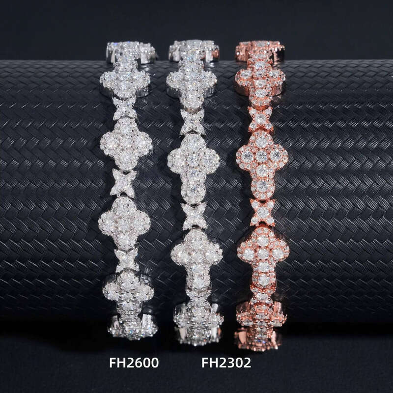 Premium Jewelry GRA Certificate Iced Out 10mm Sterling Sier Hip Hop Cross Moissanite Bracelet aaa