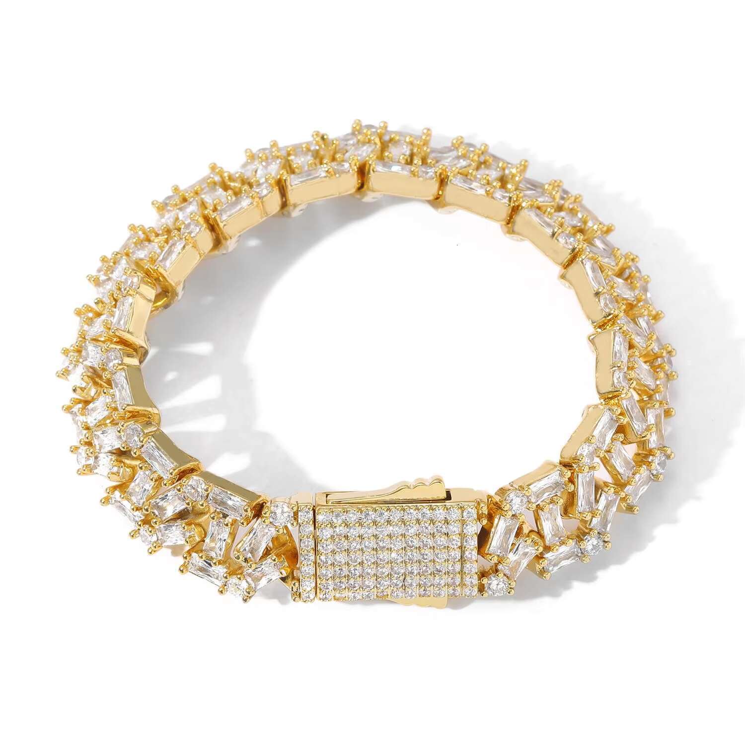 Wholesale Hip Hop 13MM Iced Out Cuban Chain 5A Cubic Zirconia Stone Brass Bracelet Necklace Men and Women