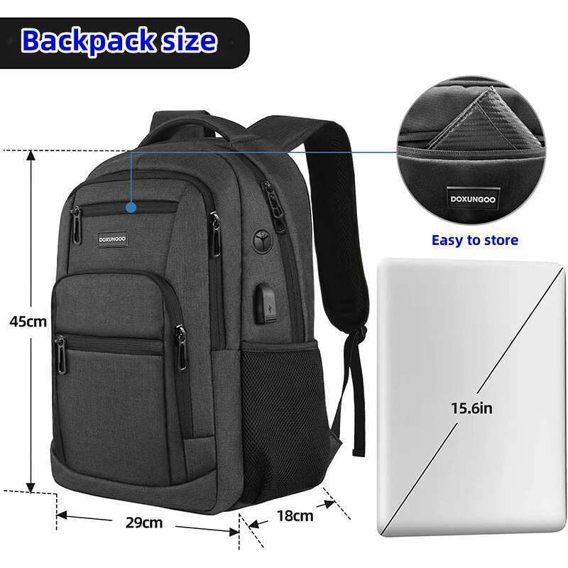 New Large Capacity Waterproof And Breathable Backpack, 15.6-inch Computer Bag, USB, Reserved Port For Headphone Cable DOXUNGOO