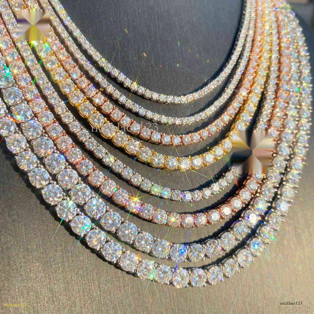Hot Sale Hip Hop Iced Out Jewelry Fashion Dia Necklace S Sier 2MM 3MM 4MM 5MM Vvs Moissanite Tennis Chain
