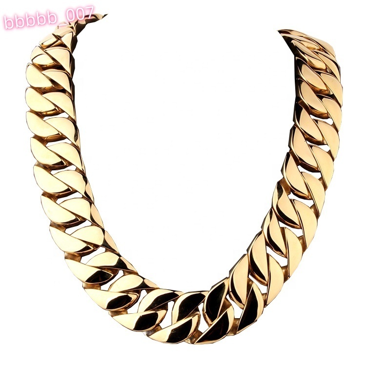 Wholesale Luxury 18K Gold Plated Stainless Steel Cuban Link Chain Necklace Fine Jewelry for Mens Trendy Hip Hop for Parties