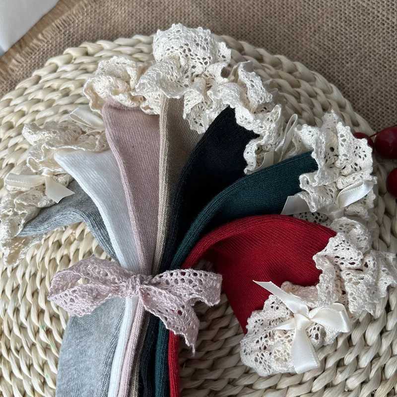 Winter Autumn Baby Girls Knee High Socks Lace Ruffle Long Sock Cotton Kids Toddlers Princess Christma Socken For 0-5Years G251124