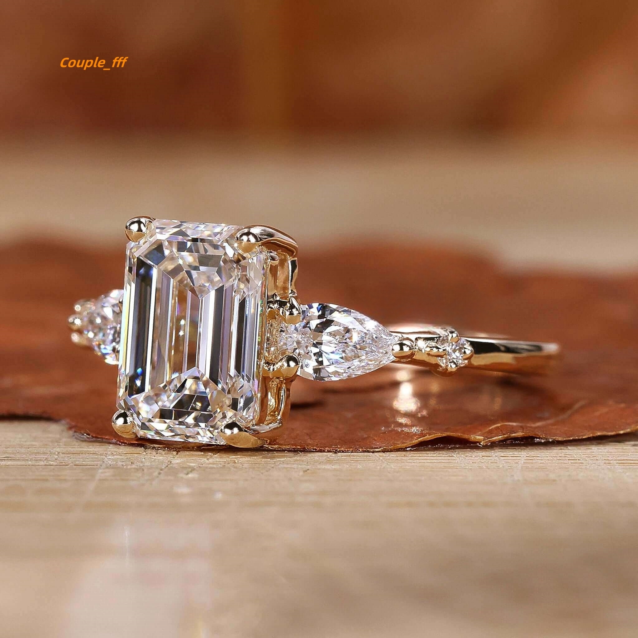 Gia Igi Certified Cvd HPHT Vvs Lab Grown Created Diamond 14k 18k Solid Gold Rings Engagement Ring Jewelry Emerald and Pear Cut